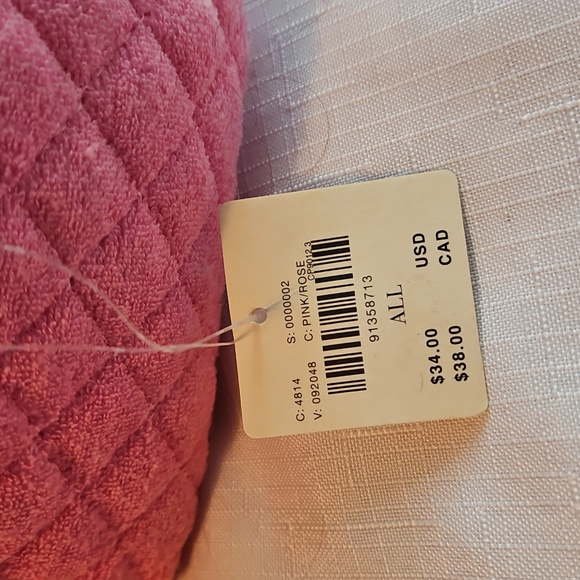 Anthropologie Quilted Terry Cosmetic Bag And Anthropologie Small Pink Brush - Picture 4 of 6